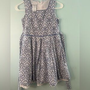 Bonnie Jean Blue and White Patterned Formal Dress